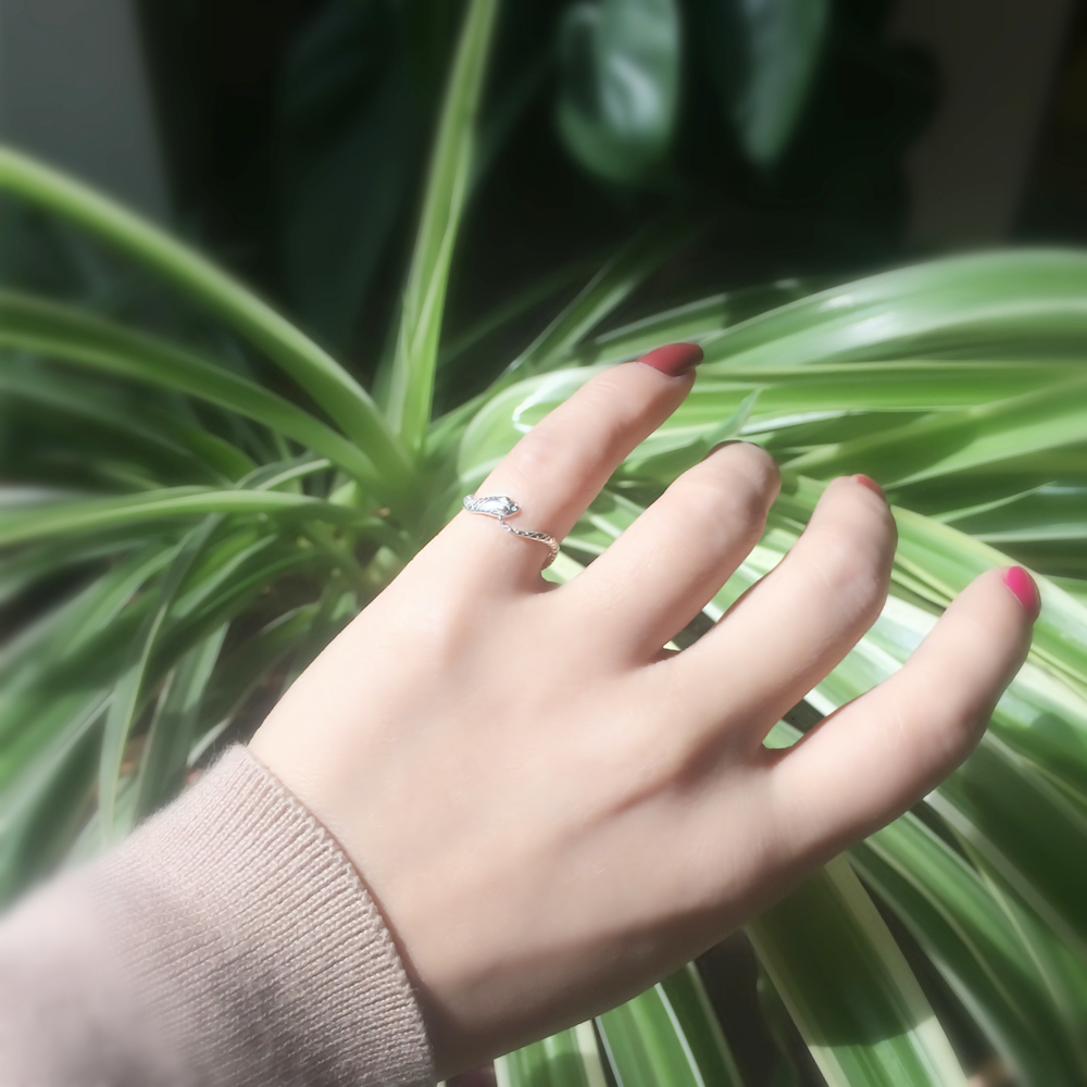 尾戒女小指纯银 简约_925纯银戒指小指尾戒 性感蛇形开口指环 食指