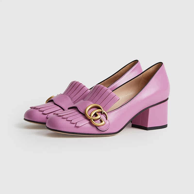 特价gucci 鞋女_gucci/古奇 古驰marmont系列gg漆皮中跟浅口女鞋高跟