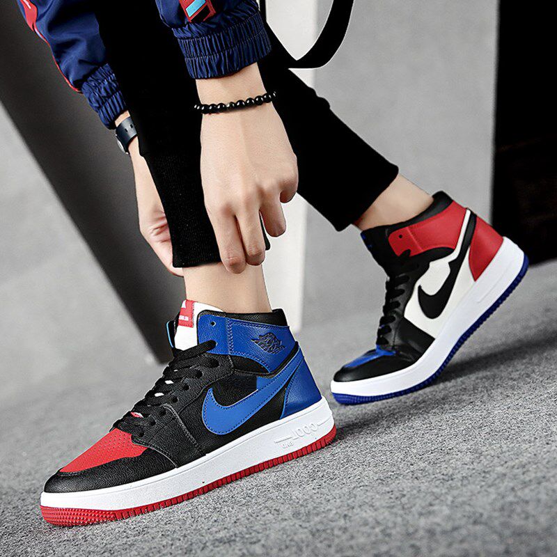 aj鸳鸯鞋阴阳_迈耐克斯文正品版aj1鸳鸯阴阳小丑黑白男鞋乔1小闪电