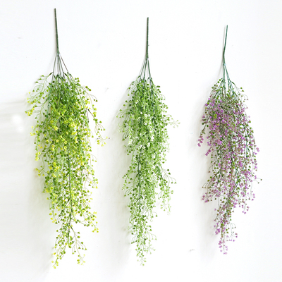 欧式创意田园花艺阳台装饰藤条仿真植物花藤民宿假花壁挂吊兰墙饰