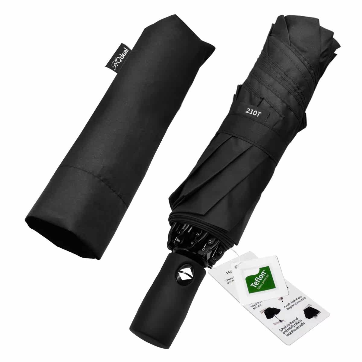 可蜜儿黑色折叠短伞反向三折全自动防爆冲节节收反骨晴雨伞分销优惠券