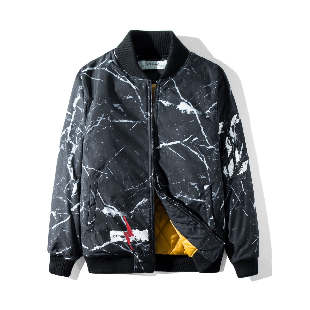 off white外套正品_正品off black 2019新款white大理石加厚保暖男装