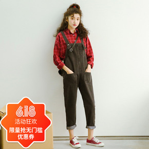 牛仔背带女式长裤