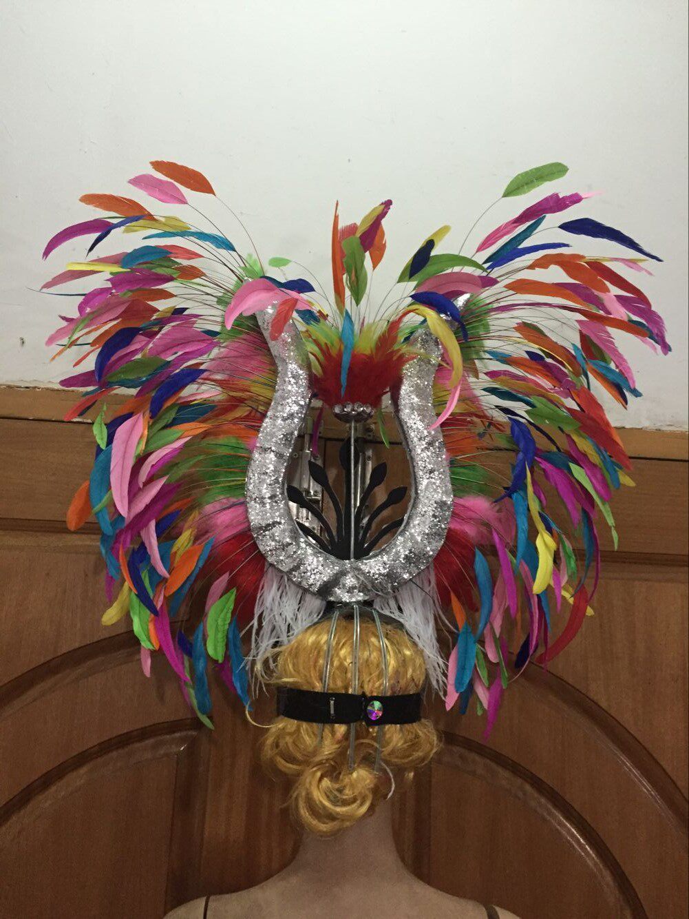 羽毛开场大气舞台演出服饰 桑巴舞蹈服装 套装 鸵鸟毛背板 头饰