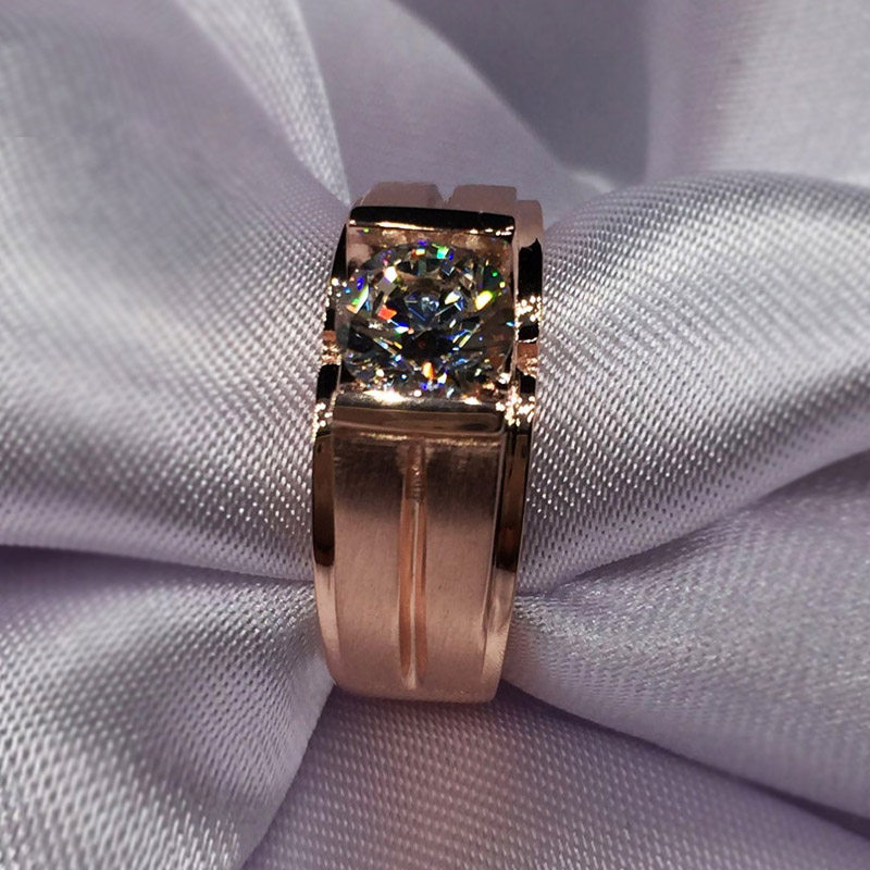 一折钻戒 1克拉_18k金男戒 圆形def色莫桑钻戒指1克拉玫瑰金结婚钻戒