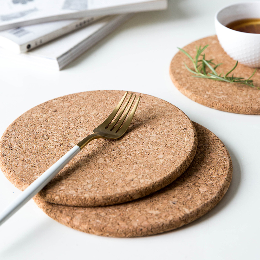 摩登主妇日式圆形软木防滑锅垫三个装家用隔热