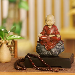 特色家居创意装饰品可爱小沙弥小和尚禅意摆件台湾铁丸精石舍得