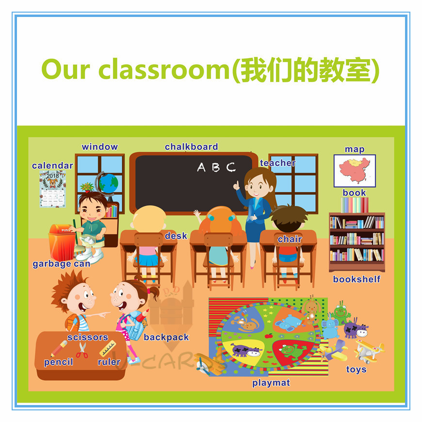 导图classroom教室文教具海报英语分类闪卡儿童幼儿小学启蒙拼读