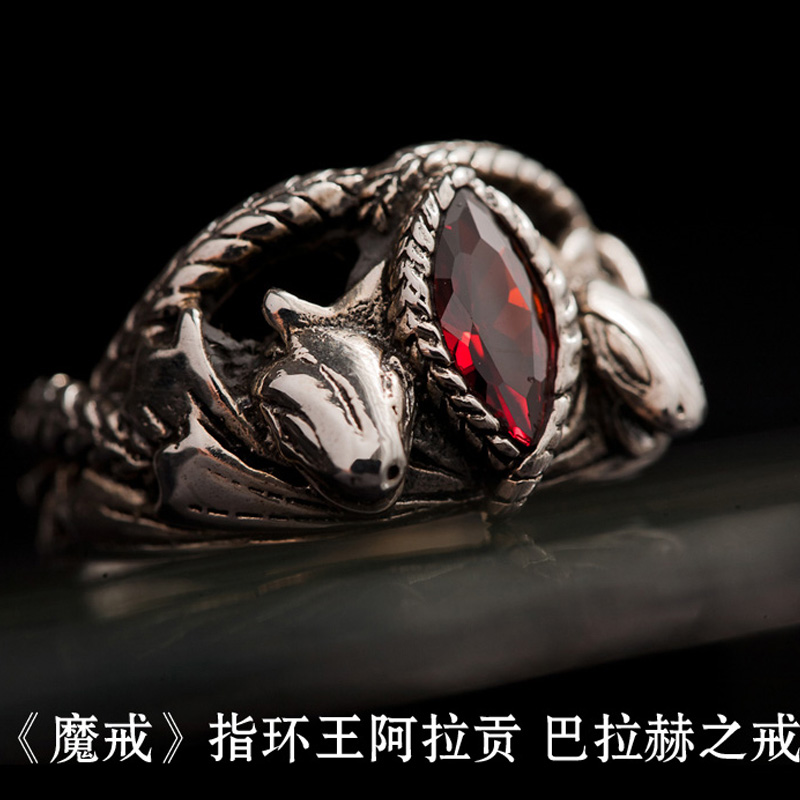 指环王 魔戒_热购银饰纯银戒指环王戒指魔戒男士阿拉贡之戒复古个性