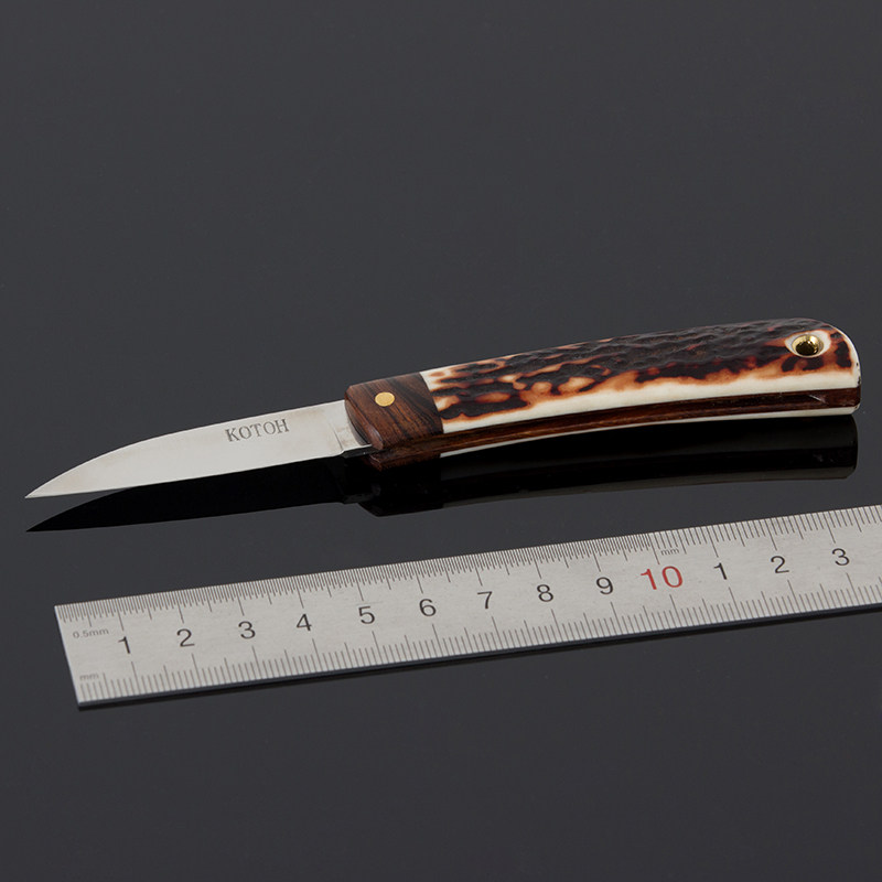 肥后守_日本进口 jkg会员古藤好视 60mm红木柄 鹿角柄肥后守d2折叠刀