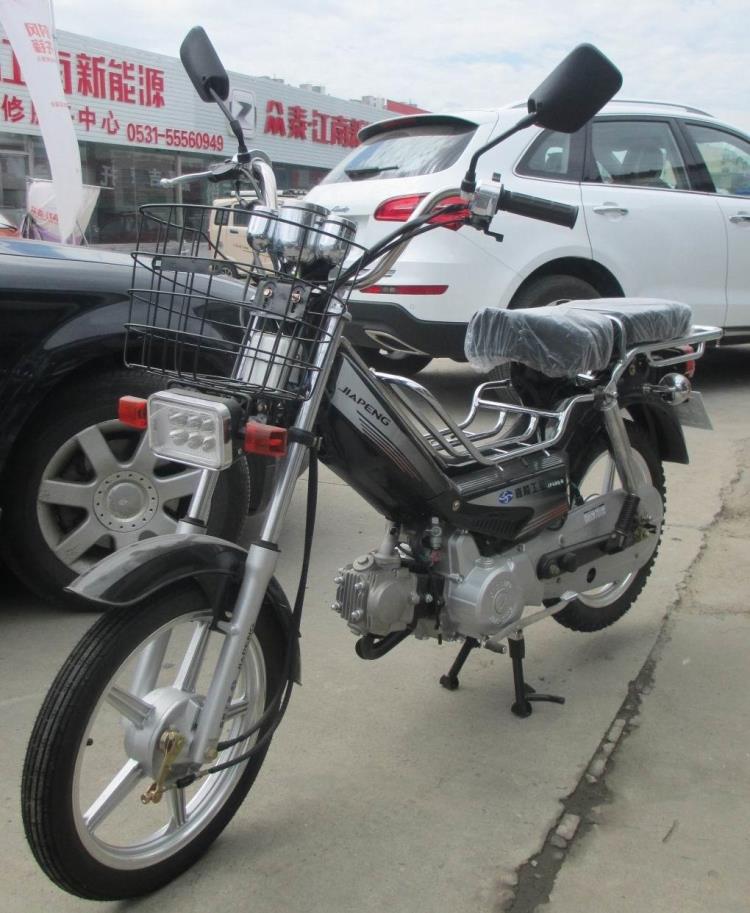 重庆嘉陵工业嘉鹏48cc燃油助力弯梁摩托车70cc发动机大油箱带车筐