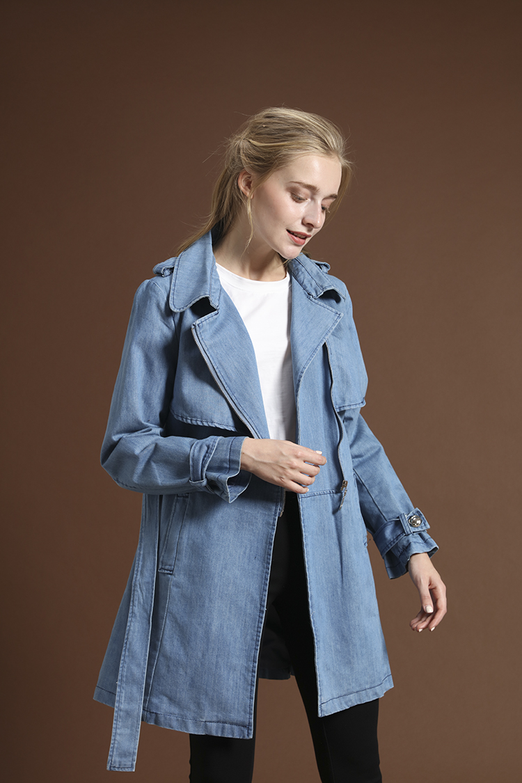 牛仔外套女中长款风衣