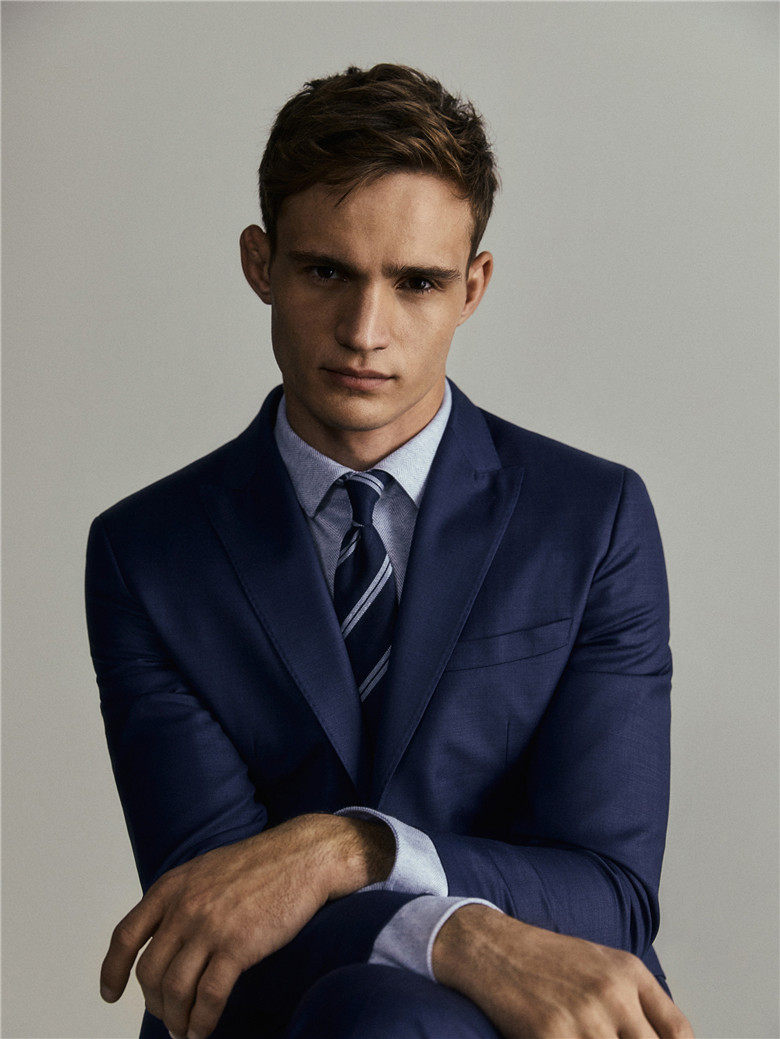 帆想之家西班牙专柜代购 md 男装修身款边饰羊毛西装外套2054133