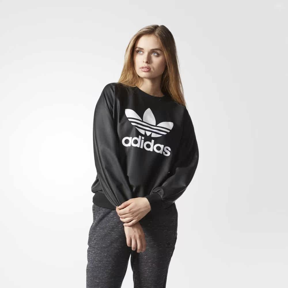 adidas 阿迪达斯 三叶草 女子 卫衣 黑 ay9463