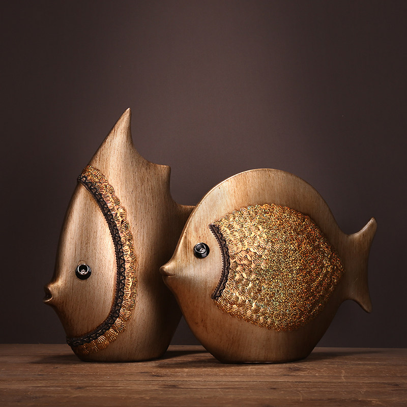 热销结婚装饰摆件_欧式摆件创意家居装饰品陶瓷客厅工艺品情侣鱼电视