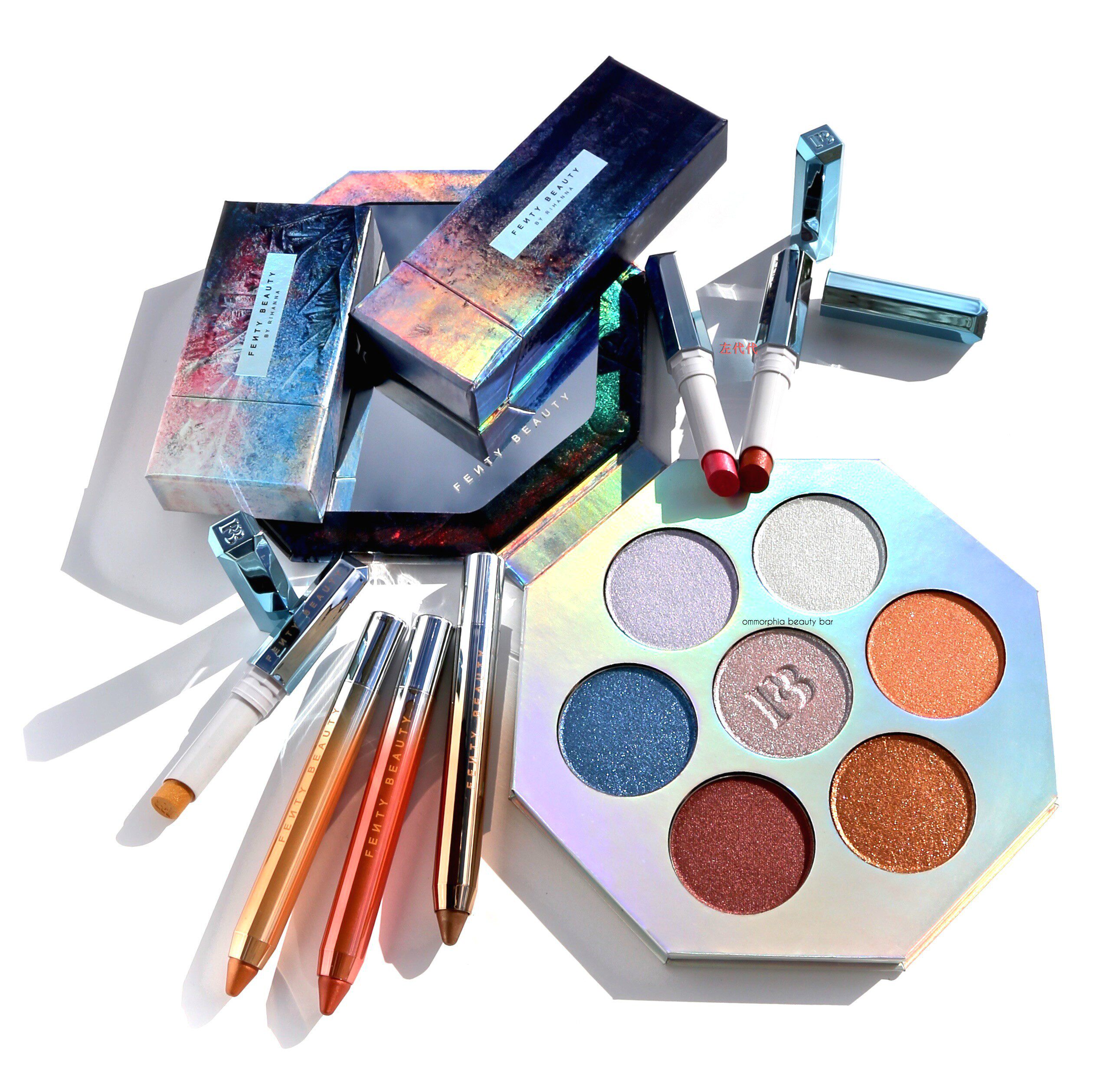 眼影盘7色_英购现货 fenty beauty 限量7色七色高光眼影盘 唇膏口红