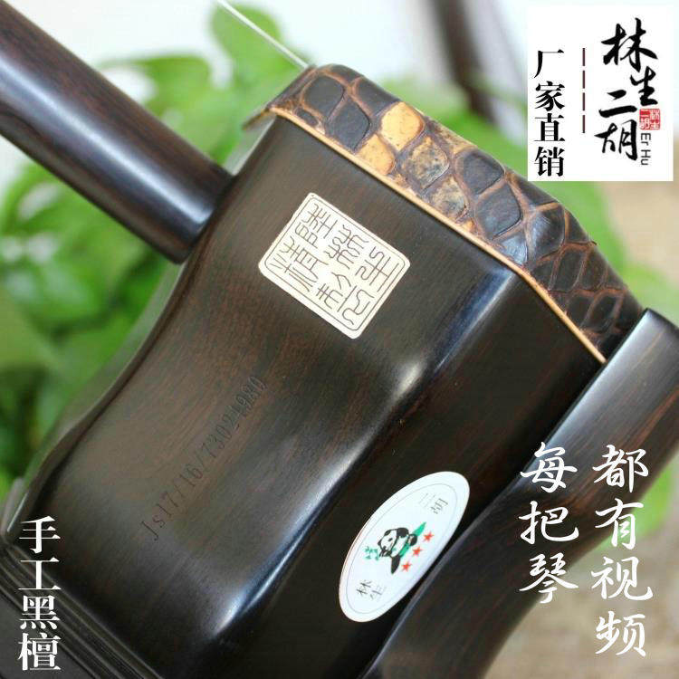 陆林生二胡手工蒙皮三星黑檀专业演奏缅甸金花蟒厂家直销视频选琴