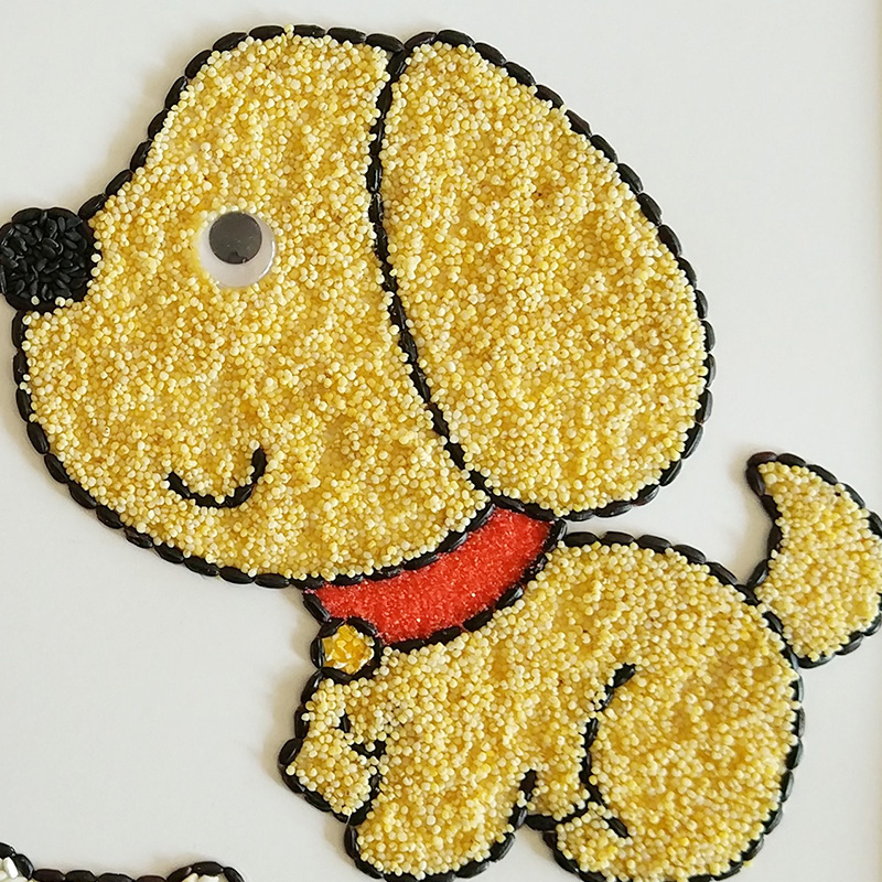 五谷杂粮豆子种子玩具贴画暖场亲子活动幼儿园手工材料包 宠物狗