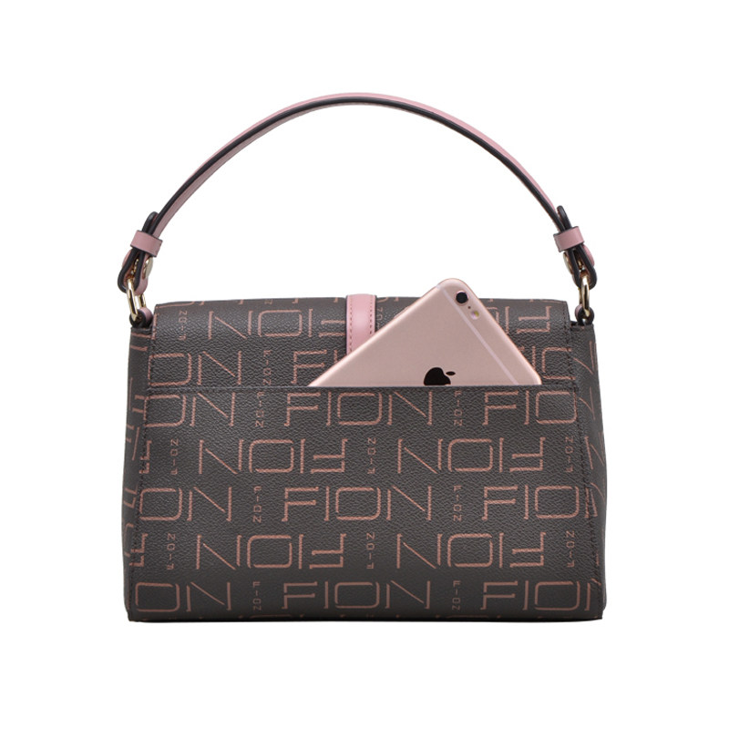 fion/菲安妮 女士印花手提包 方盒形休闲女包 磁扣斜挎单肩包