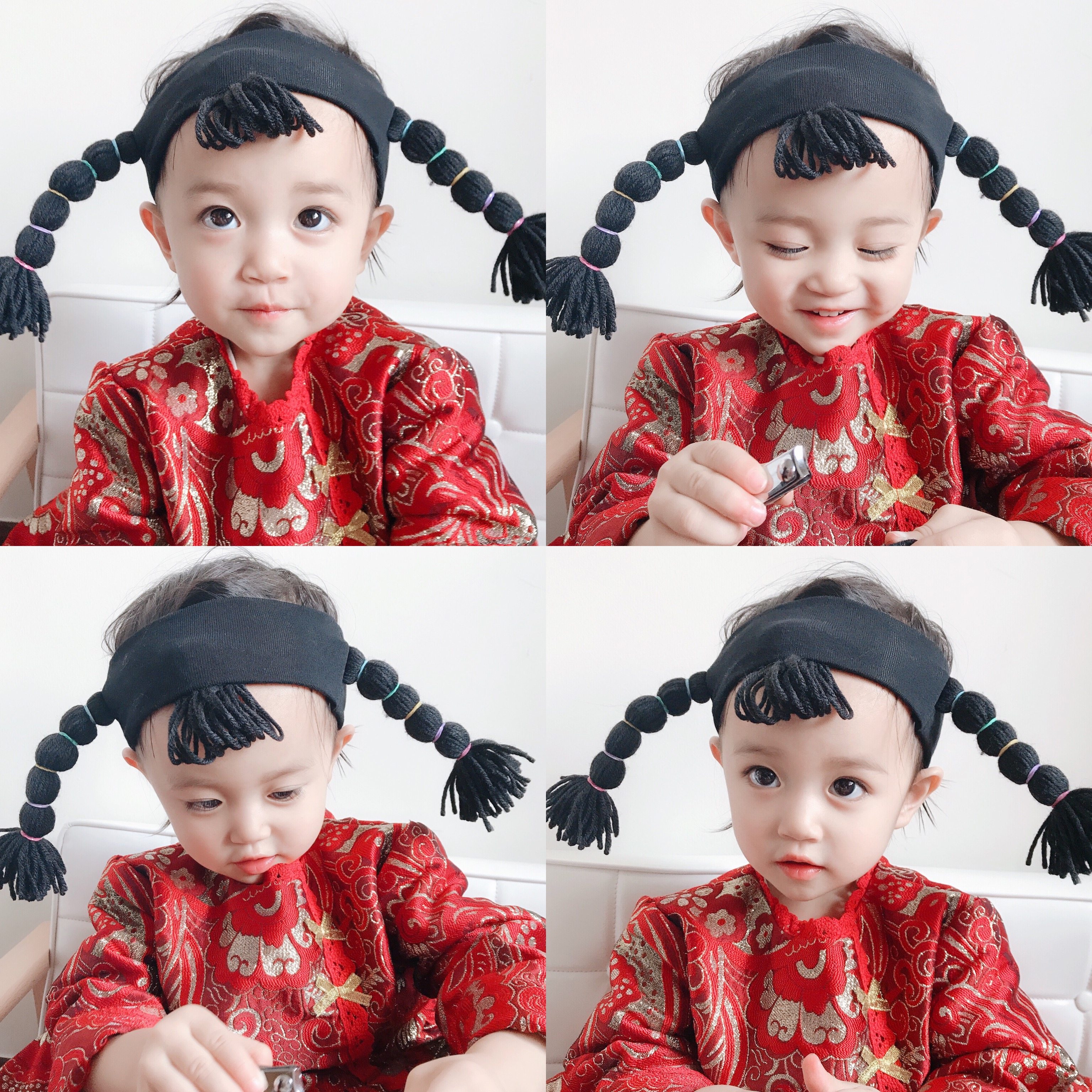 发带ins男_朱莉家 ins男女宝宝假发长辫子发带0-6岁儿童头饰满月周岁