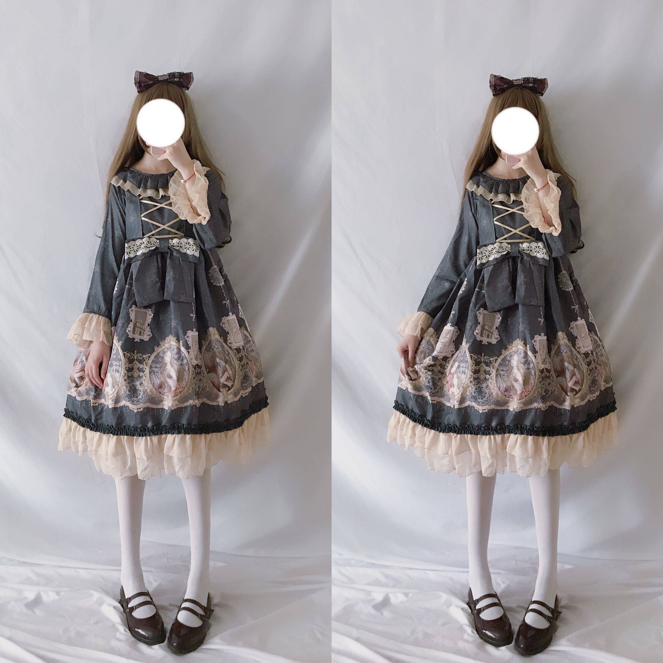 热销软妹lolita_原创人鱼华丽柄日系软妹lolita洋装复古op洛丽塔荷叶