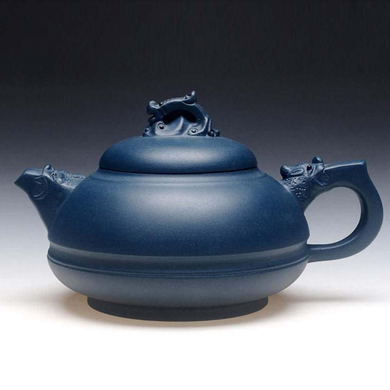 宜兴紫砂壶纯全手工 原矿天青泥 大容量泡茶壶特价正品茶具璃龙壶