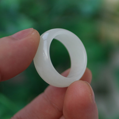 正品天然新疆和田玉白玉籽料戒指细腻一级白原籽不带皮籽玉男女