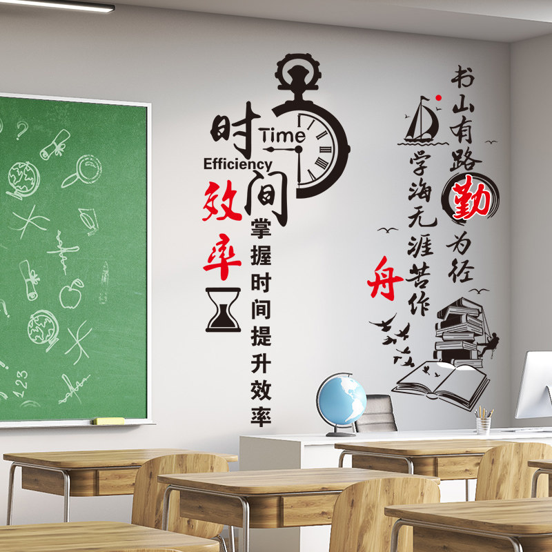 墙贴纸高中教室班级文化墙装饰品壁纸宿舍大学生布置贴画海报优惠券