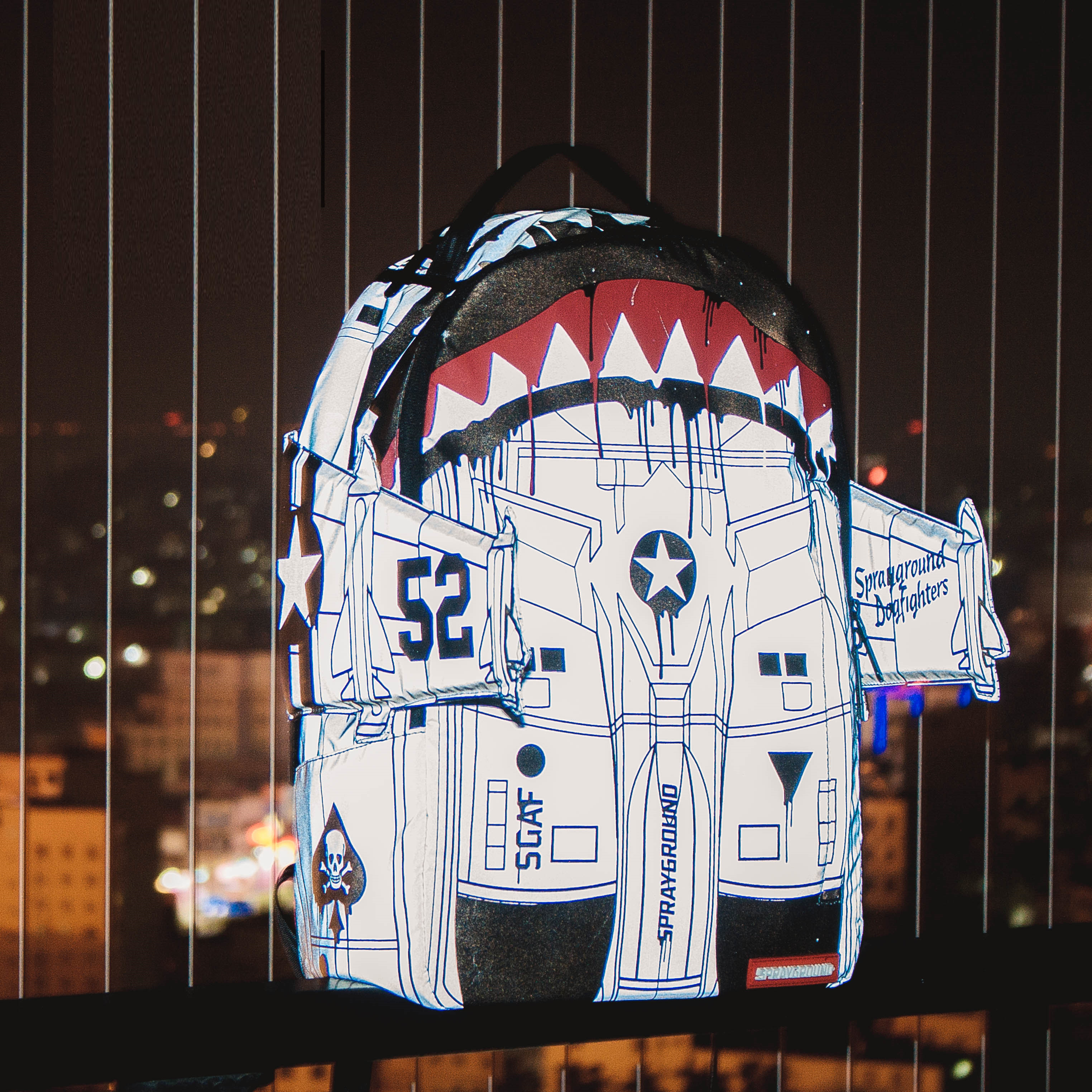 sprayground正品潮牌3m反光翅膀轰炸机双肩背包b52高中学生书包