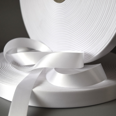 白色双面织边缎带 涤纶锁边缎带 布标商标带 绸缎 丝带 绸带 布带
