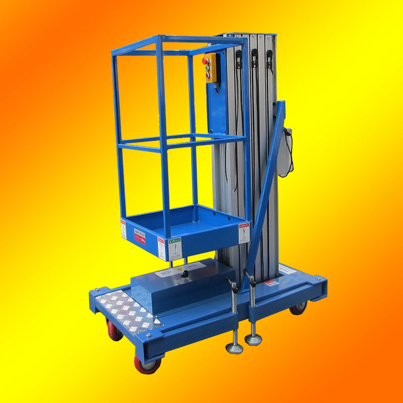 大连华峰铝合金升降机单桅柱液压缓冲高空平台8米高电动工作台特