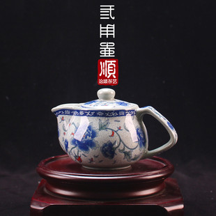 洽顺精瓷青花瓷蓝牡丹茶具套装特价小日式泡花茶壶陶瓷带过滤茶杯