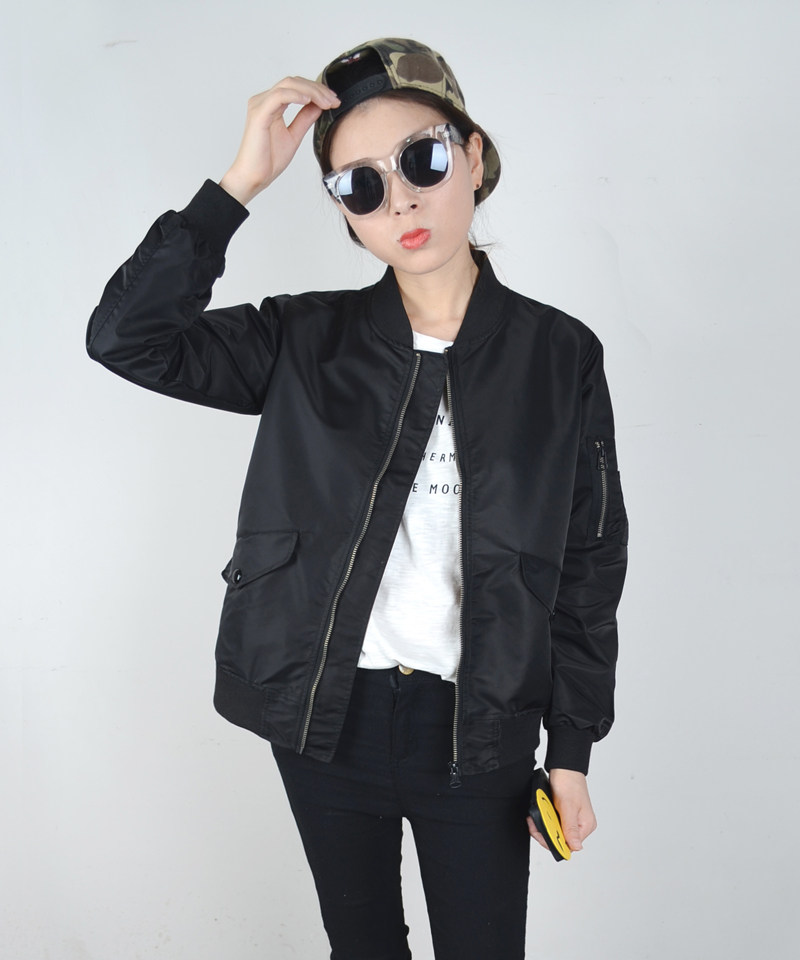 情侣_港味儿简约棒球服大码情侣款工装飞行员夹克短款外套女装潮优惠