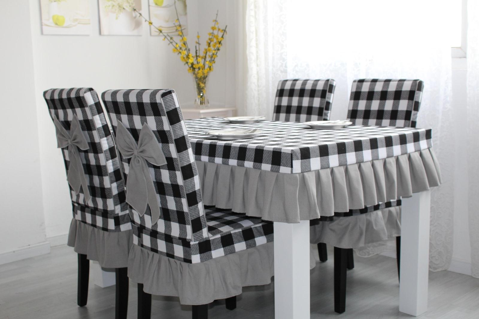 餐桌套椅垫套装_全棉布艺餐桌椅套套装连体椅套罩凳子套椅垫防滑茶几