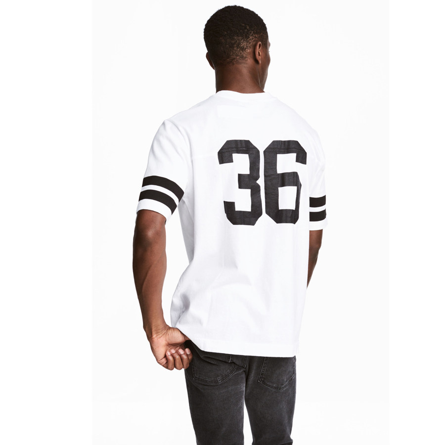 hm h&m专柜正品男装毛边圆领棉质汗布图案短袖t恤0508638011