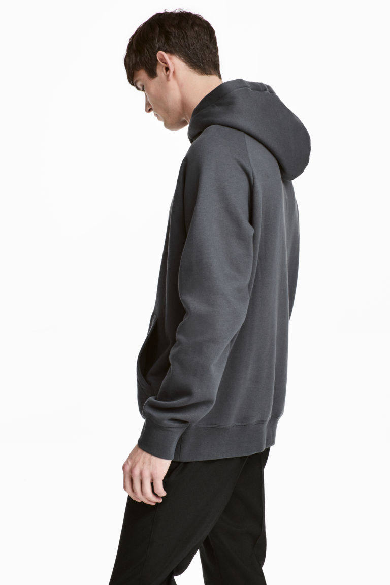 hm h&m专柜正品男装插肩长袖休闲拉绒宽松连帽卫衣0569981005