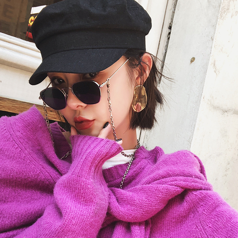 ins超火街拍眼镜链条 挂脖复古洛丽塔眼睛女网