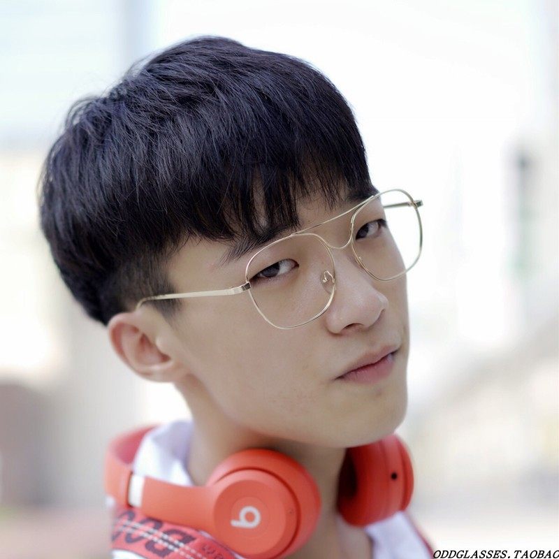 眼镜框 男 全框 个性_快手陈三同款眼镜网红防辐射女平光镜复古男全框