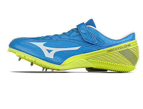 新款精英 mizuno geo cyclone 美津浓蓝色专业田径短跑钉子鞋