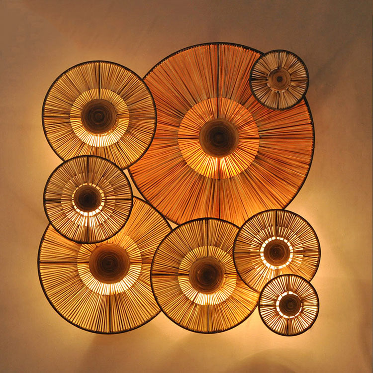 泰国创意铁艺竹编装饰壁灯 东南亚风格客厅楼梯灯具 会所酒店灯饰