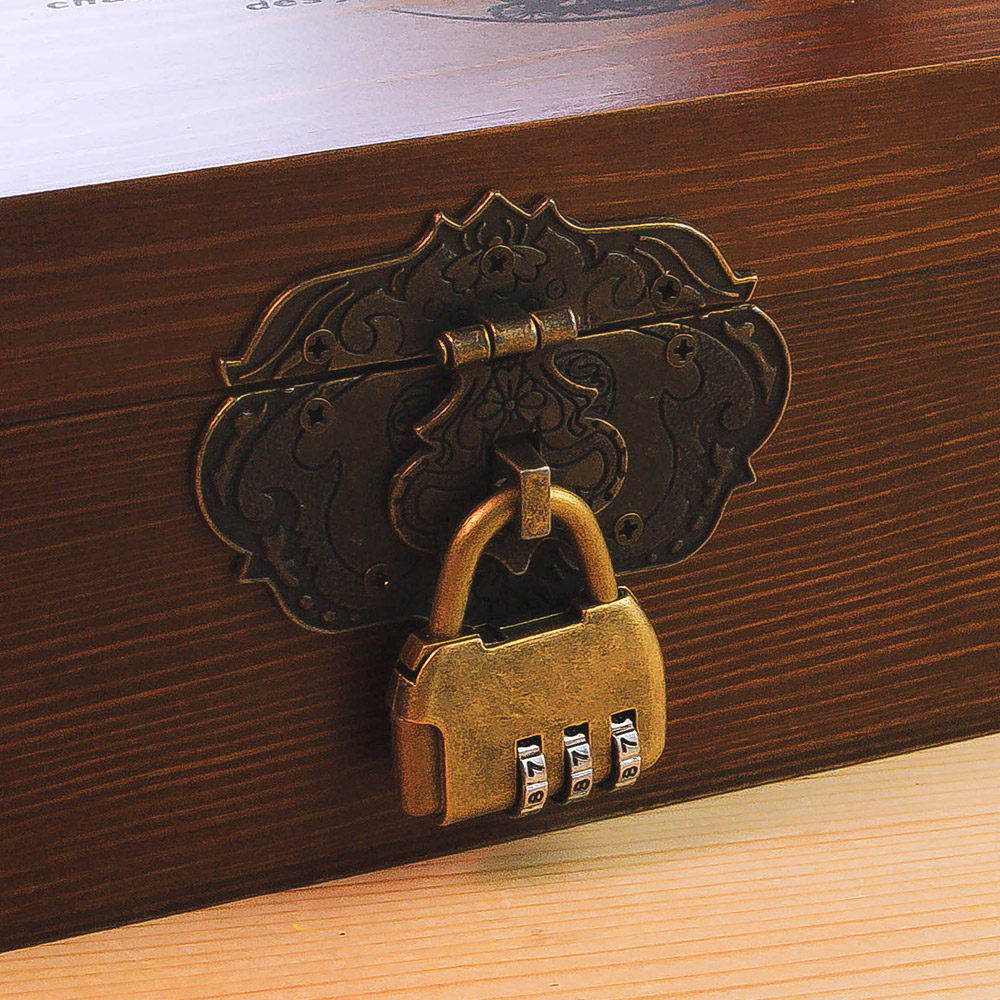 木箱复古金属配件复古锁横插锁铜锁金属锁复古密码锁复古金属包角