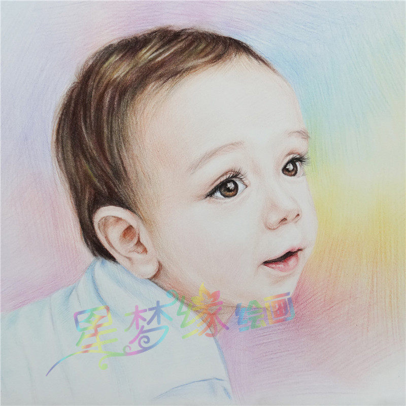 照片转手绘定制 素描代画自画像定制 彩铅画素描画 帮人画画肖像
