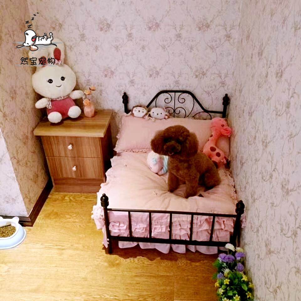 新款白色欧式铁艺床狗床猫窝用品可拆洗公主床宠物窝四季通用包邮