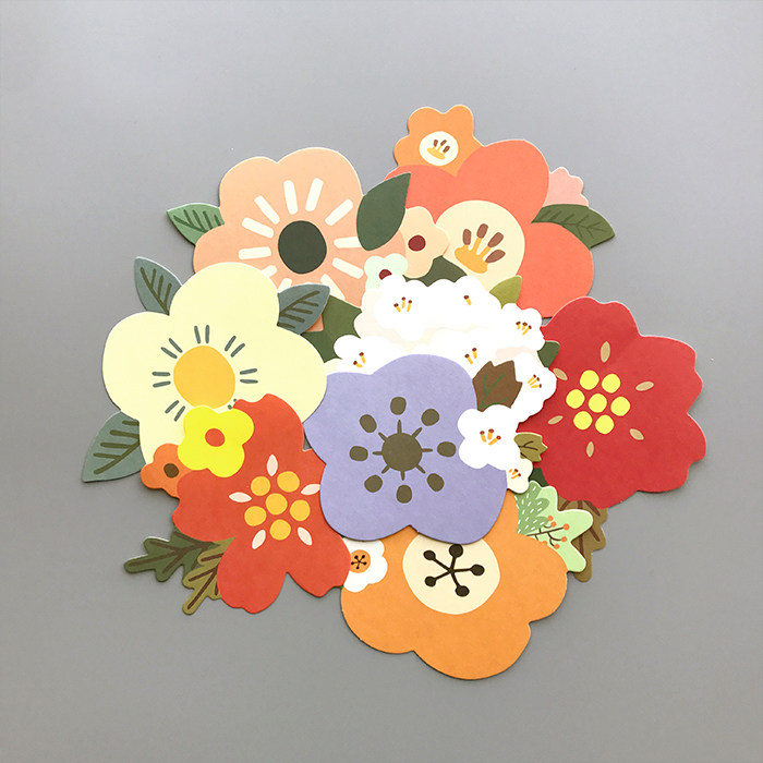 韩国创意花朵形状插画设计祝福小贺卡留言卡感恩卡片