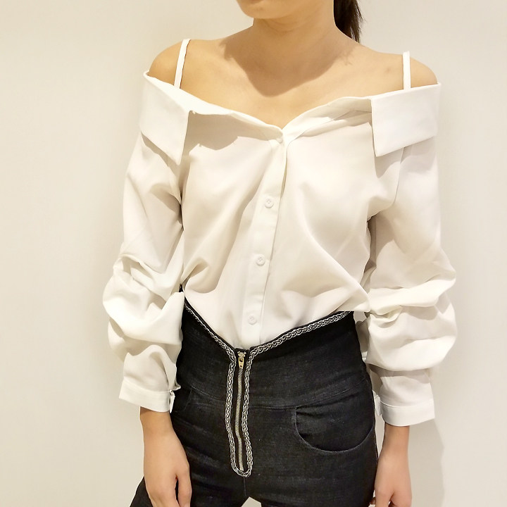 漏肩衬衫大额优惠券