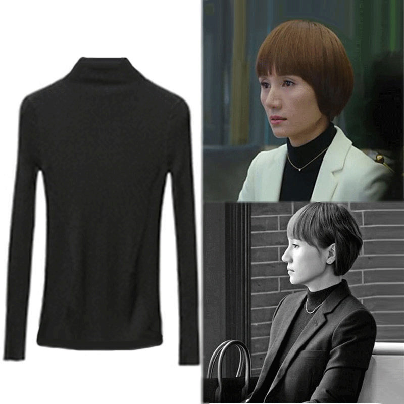 特价黑色毛衣打底衫 女半高领冬_我的前半生袁泉唐晶同款衣服毛衣女