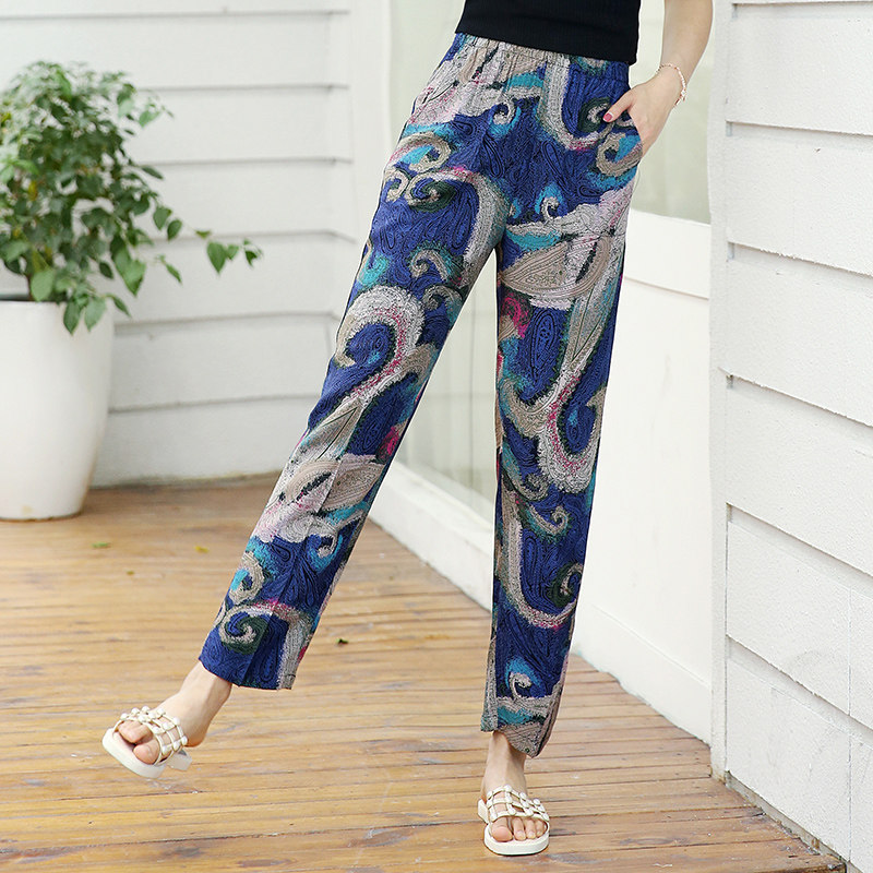 棉绸裤子女夏季2018新款宽松外穿绵绸女裤薄款人造棉空调裤子优惠券