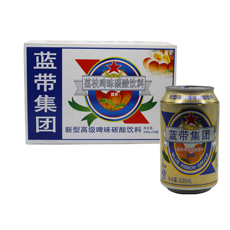 蓝带集团 果啤味荔枝啤味碳酸饮料 330ml*24听北京包邮