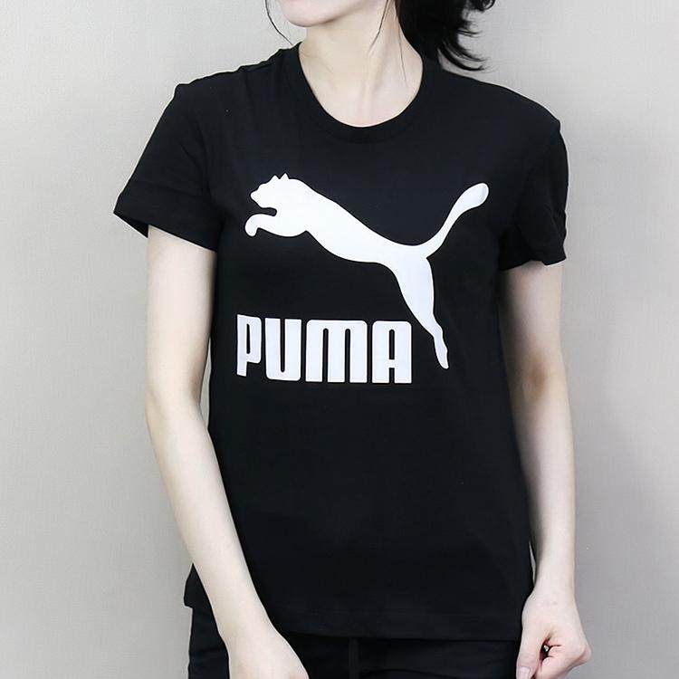 彪马男女t恤2018新款圆领休闲大logo针织运动情侣短袖578606 h4