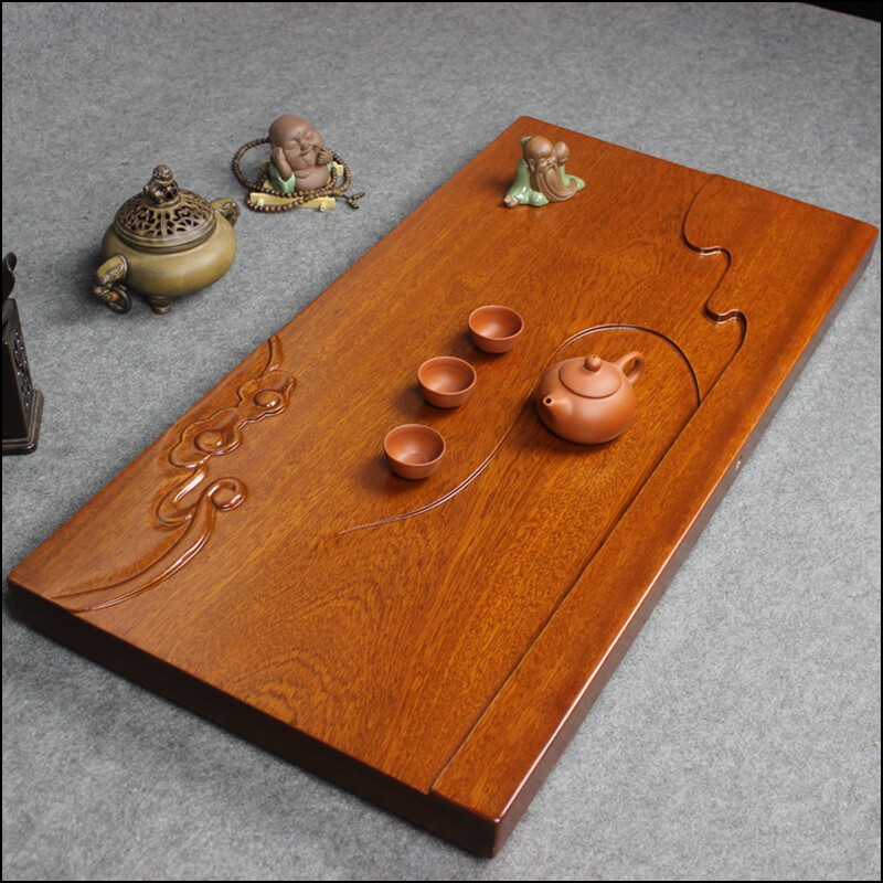 整块平板非洲花梨木茶盘红木茶具 黑檀木茶盘 原木实木茶台 简约